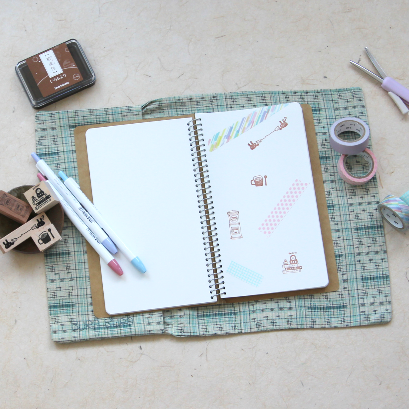 Green and Blue Grid - Journal & Book Wrap Cover