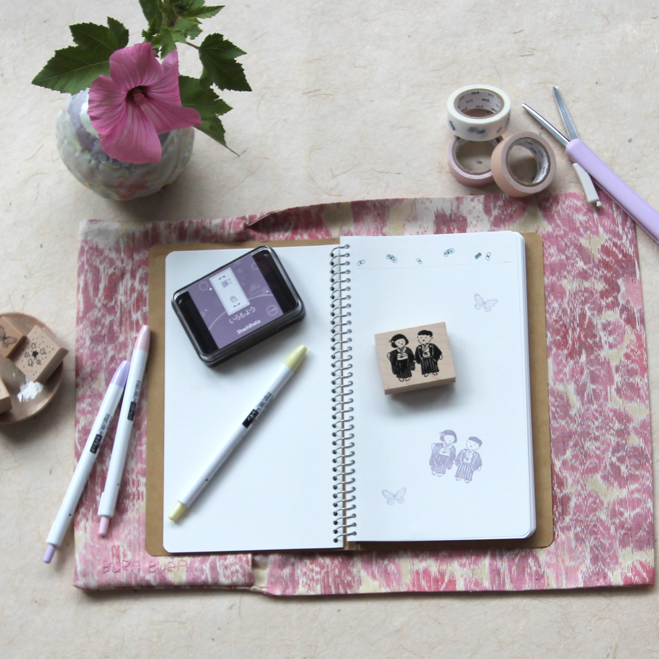 Pink Flower Garden - Journal & Book Wrap Cover